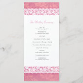 Weiße Spitze auf Korallenrosa Hochzeitskarte Programm (Rückseite)