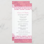 Weiße Spitze auf Korallenrosa Hochzeitskarte Programm (Vorne/Hinten)
