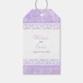 Weiße Spitze auf lila Dankeschön Gastgeschenk Hoch Geschenkanhänger (Vorderseite)