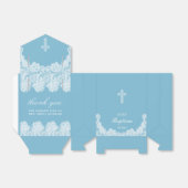 Weiße Spitze auf Pastellblauer Taufe Zelt Geschenkschachtel (Ungefaltet)