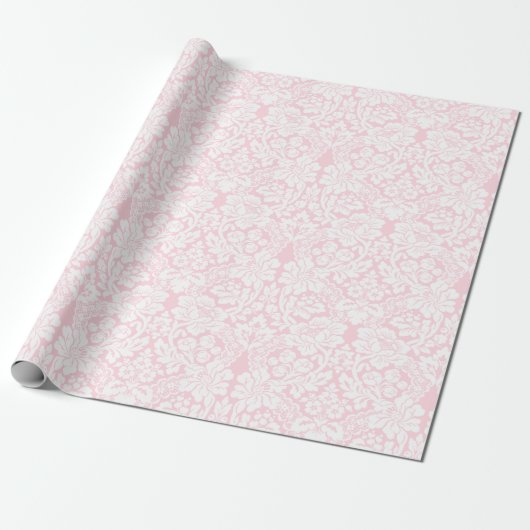 Weiße Spitze auf rosa Geschenkpapier (Ungerollt)