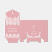 Weiße Spitze auf rosa Taufe Zelt Geschenkschachtel (Ungefaltet)