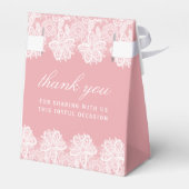 Weiße Spitze auf rosa Taufe Zelt Geschenkschachtel (Rückseite)