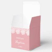 Weiße Spitze auf rosa Taufkirsche Geschenkschachtel (Geöffnet)