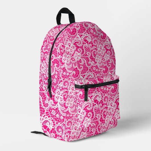 Weiße Spitze auf rot Bedruckter Rucksack (Rückseitige Ecke links)