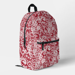 Weiße Spitze auf rot Bedruckter Rucksack