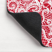 Weiße Spitze auf rot Mousepad (Ecke)