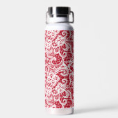 Weiße Spitze auf rot Trinkflasche (Rückseite)