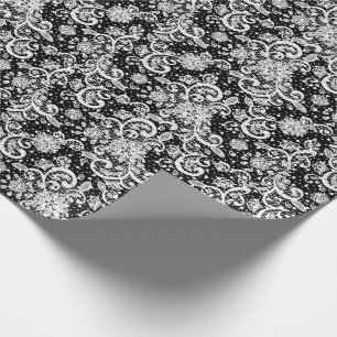 Weiße Spitze auf Schwarz  Geschenkpapier