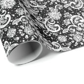 Weiße Spitze auf Schwarz  Geschenkpapier (Rolleneckpunkt)