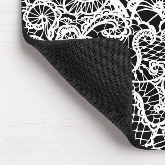 Weiße Spitze auf schwarz Mousepad (Ecke)