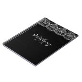 Weiße Spitze auf schwarz Notizblock (Linke Seite)