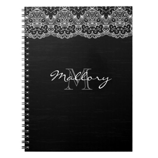 Weiße Spitze auf schwarz Notizblock (Vorderseite)