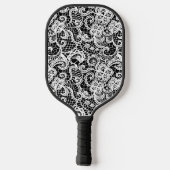 Weiße Spitze auf schwarz Pickleball Schläger (Rückseite)