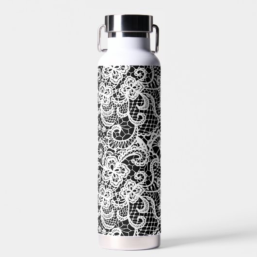 Weiße Spitze auf schwarz Trinkflasche (Vorne)