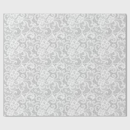 Weiße Spitze auf Silberumschlag Geschenkpapier (Flach)