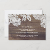 Weiße Spitze | Barn Wood Wedding Card Einladung (Vorderseite)