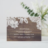 Weiße Spitze | Barn Wood Wedding Card Einladung (Stehend Vorderseite)