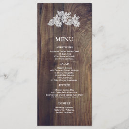 Weiße Spitze | Barn Wood Wedding Menu Card Menükarte