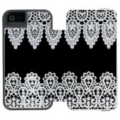 Weiße Spitze bildet eine empfindliche Grenze gegen Incipio iPhone Geldbeutel-Hülle (Folio Geöffnet)