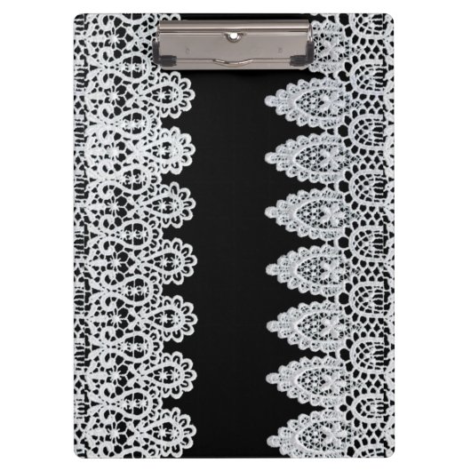 Weiße Spitze bildet eine empfindliche Grenze gegen Klemmbrett (Vorderseite)