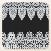 Weiße Spitze bildet eine empfindliche Grenze gegen Rechteckiger Pappuntersetzer (Vorderseite)