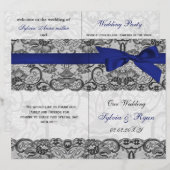 weiße Spitze, blaue Lesebrillenfalte Hochzeitsprog (Vorne/Hinten)