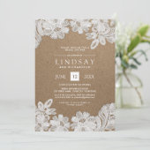 Weiße Spitze | Einladungen zu Kraft Paper Bridal S (Stehend Vorderseite)