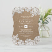 Weiße Spitze | Einladungen zu Kraft Paper Bridal S (Stehend Vorderseite)