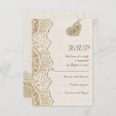 Weiße Spitze & Herz auf Hochzeit RSVP (Vorne/Hinten)