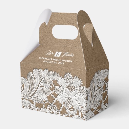 Weiße Spitze | Kraft Paper Brautparty Fevor Boxes Geschenkschachtel (Vorderseite)