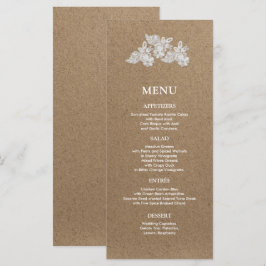 Weiße Spitze | Kraft Paper Wedding Menu Cards Menükarte