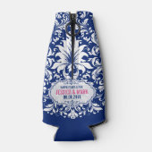 Weiße Spitze mit blauem Hintergrund rosa Akzent 3b Flaschenkühler (Rückseite)