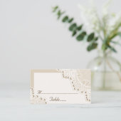Weiße Spitze mit Perlen Hochzeit Platzkarte (Stehend Vorderseite)