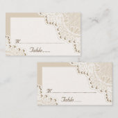 Weiße Spitze mit Perlen Hochzeit Platzkarte (Vorne/Hinten)