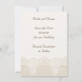 Weiße Spitze mit Perlen Hochzeit Save the Date (Rückseite)