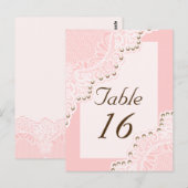 Weiße Spitze mit Perlen rosa Hochzeit Tischnummer (Vorne/Hinten)
