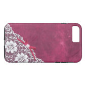 Weiße Spitze + Perle auf rosa Untergrund Case-Mate iPhone Hülle (Rückseite (Horizontal))