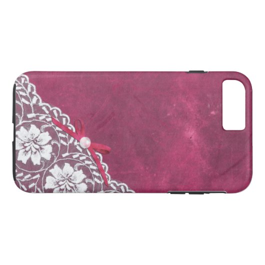 Weiße Spitze + Perle auf rosa Untergrund Case-Mate iPhone Hülle (Rückseite (Horizontal))