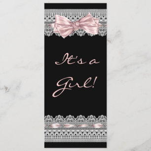 Weiße Spitze Rosa und Schwarze Babyparty für Mädch Einladung