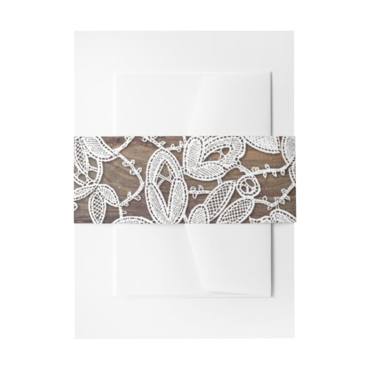 Weiße Spitze | Stall Wood Wedding Einladungsbanderole (Vorderseite Beispiel)