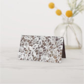 Weiße Spitze | Stallholz Hochzeitstisch - Platzkar Platzkarte (Rückseite)