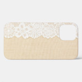 Weiße Spitze über Stoffdesign. Case-Mate iPhone Hülle (Rückseite (Horizontal))