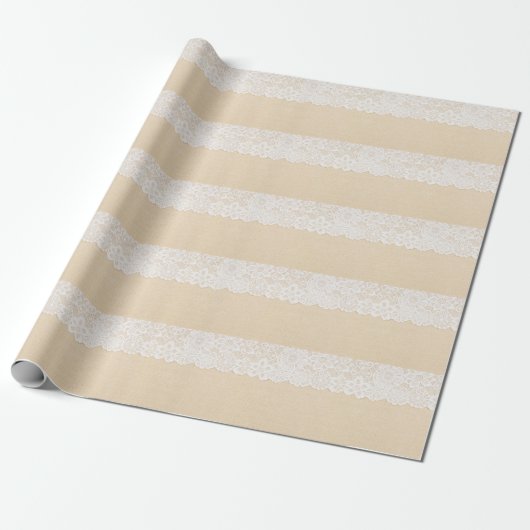 Weiße Spitze über Stoffdesign. Geschenkpapier (Ungerollt)