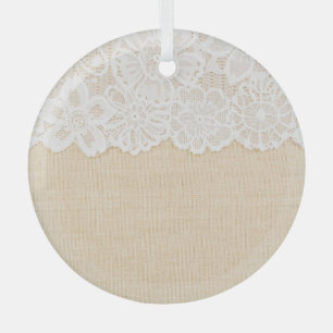 Weiße Spitze über Stoffdesign. Ornament Aus Glas