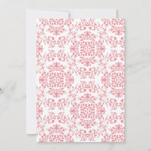 Weiße Spitze und rosa Damaskus Sweet 16 12x18 Einladung (Rückseite)