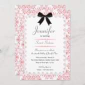 Weiße Spitze und rosa Damaskus Sweet 16 12x18 Einladung (Vorne/Hinten)