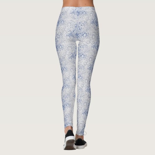 Weiße Spitzeeffektkunst blau oder Ihre eigene Leggings (Rückseite)