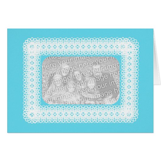 Weiße Spitzen auf blauer Fotokarte (Vorderseite (Horizontal))