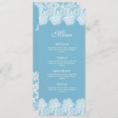 Weiße Spitzen auf der Speisekarte von Pastel Blue  Menükarte (Vorne/Hinten)